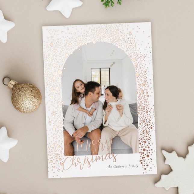 Gold Sparkle Arch Photo Foil Holiday Card (Creator Uploaded)