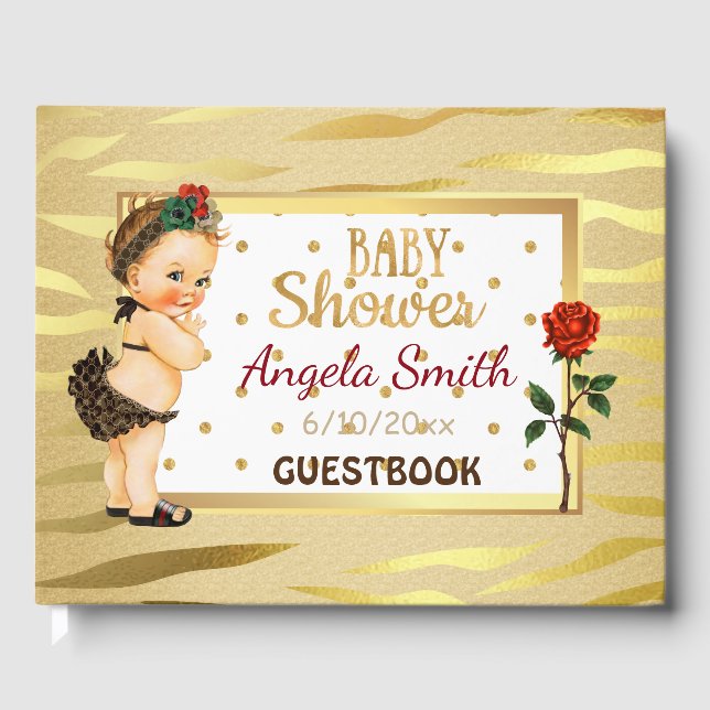 Gold Sparkle Baby Shower Guestbook (Front)