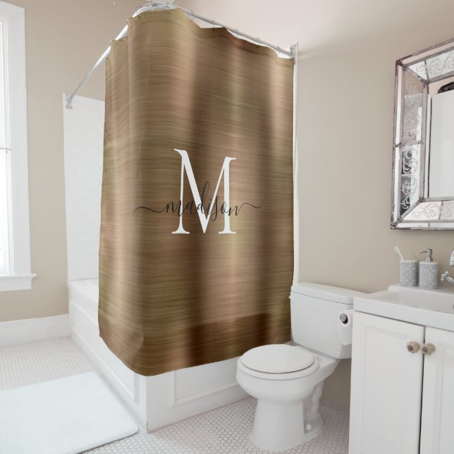 Gold Sparkle Brushed Metal Monogram Girly Script (In Situ)