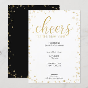 Gold Sparkle Cheers to the New Year Holiday Invitation