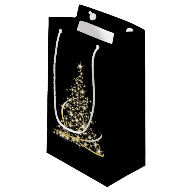 Gold Sparkle Christmas Tree Holiday Xmas Bag (Front Angled)