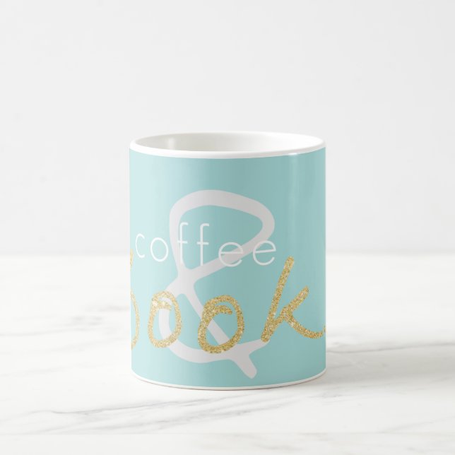 Gold Sparkle Coffee and Books Coffee Mug (Center)