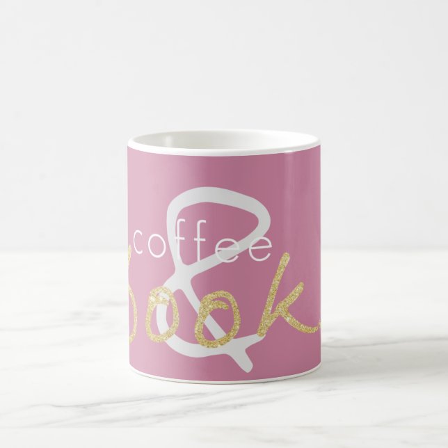 Gold Sparkle Coffee and Books Coffee Mug (Center)
