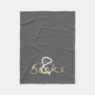 Gold Sparkle Coffee and Books Fleece Blanket