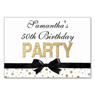 Gold Sparkle Confetti 50th Birthday Party Table Number