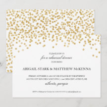 Gold Sparkle Confetti Rehearsal Dinner Invitation