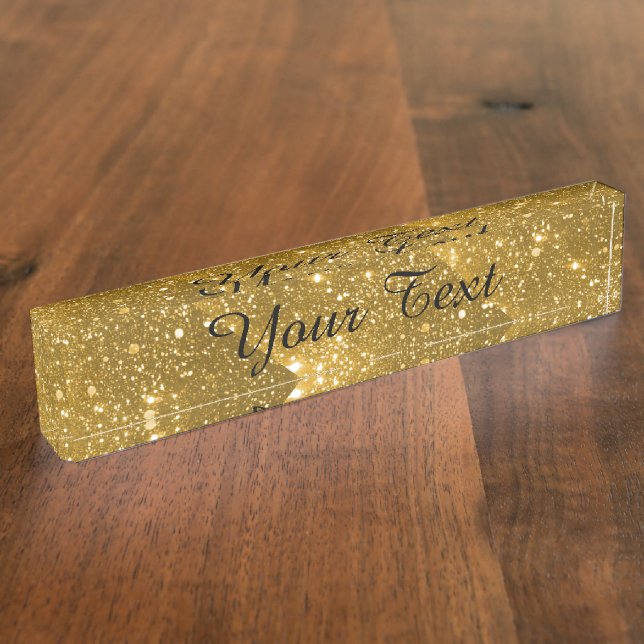 Gold Sparkle Desk Nameplate (Side)