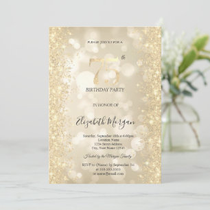 Gold Sparkle Diamonds Bokeh 75th Birthday   Invitation