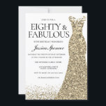 Gold Sparkle Dress Womans 80th Birthday Party Invitation<br><div class="desc">Gold Sparkle Dress Womans 80th Birthday Party - 80 and fabulous
Variations to the invitation and matching items in our store</div>