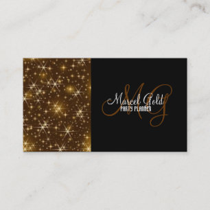 Gold sparkle events and party planner business card