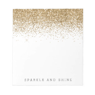 Gold Sparkle Faux Glitter Notepad