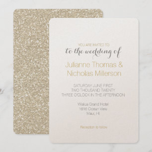 Gold Sparkle Faux Glitter Wedding Invitation