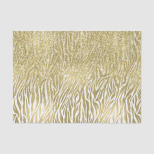 Gold Sparkle Faux Glitter Zebra Print Tissue Paper