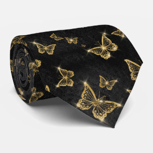 Gold Sparkle Glam Butterflies Tie