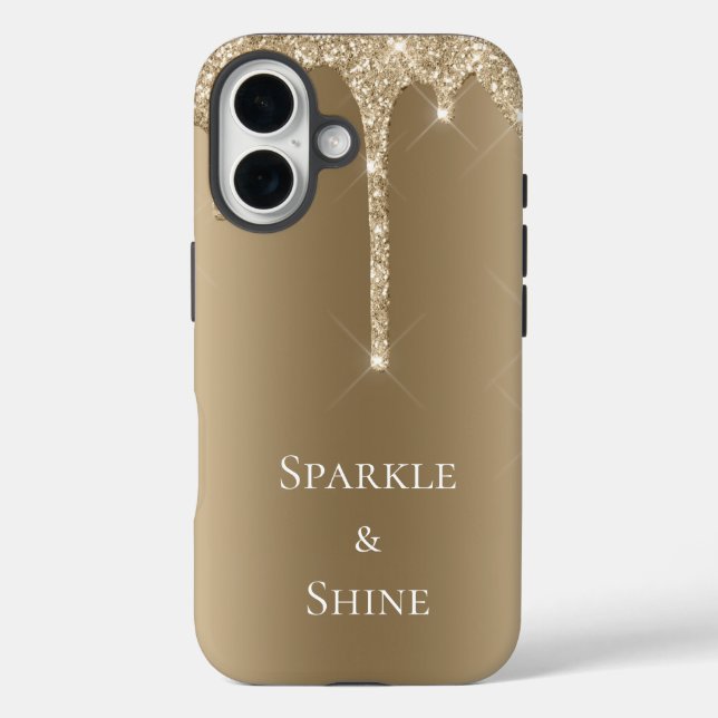 Gold Sparkle Glitter Drips Case-Mate iPhone Case (Back)