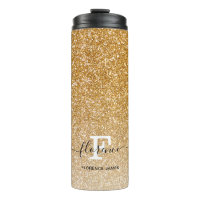 Gold Sparkle Glitter Ombre Girly Monogram Name
