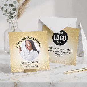 Gold Sparkle Glitter Photo Employee of the Month Invitation
