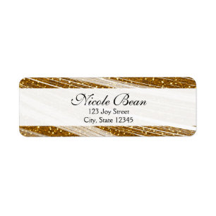 Gold Sparkle Glitter & White Custom Address Labels