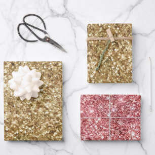 Gold Sparkle Glitter   Wrapping Paper Sheet