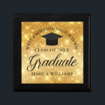 Gold Sparkle Graduate Custom Chic 2024 Graduation Gift Box<br><div class="desc">Elegant faux gold sparkle graduation gift box for a high school or college graduate with your custom school name and class in the centre. Personalize this chic,  modern graduation present.</div>