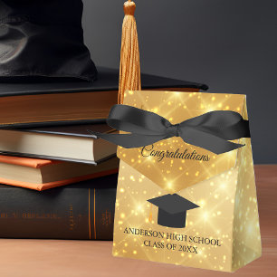 Gold Sparkle Graduation Chic Custom Party Favor Box