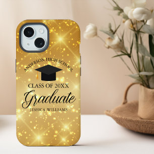 Gold Sparkle Graduation Chic Customized Graduate iPhone 15 Case