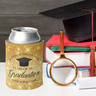 Gold Sparkle Graduation Party Personalized 2026 Can Cooler