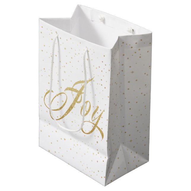 Gold Sparkle Joie Noël Sac cadeau (Devant Angle)