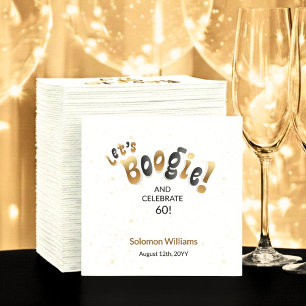 Gold Sparkle Let's Boogie 60th Birthday Napkin
