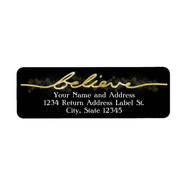 Gold Sparkle Look Bokeh Believe Christmas (Front)