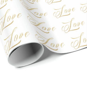 Gold Sparkle Love Gift Wrap