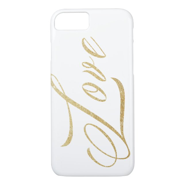 Gold Sparkle Love iPhone 7 Coque (Dos)