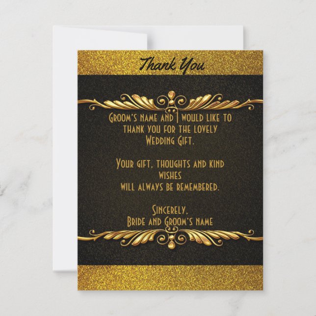 Gold Sparkle Mariage Merci Cartes (Devant)