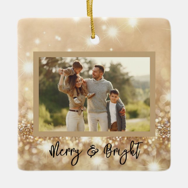 Gold Sparkle Personalized Christmas Ornament  (Front)