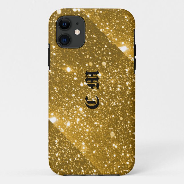 Gold Sparkle Personalized Monogram Phone Case (Back)