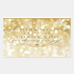 Gold Sparkle Personalized Thank You Wedding Sticker
