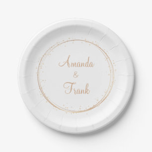 Gold Sparkle Personalized Wedding Paper Plate