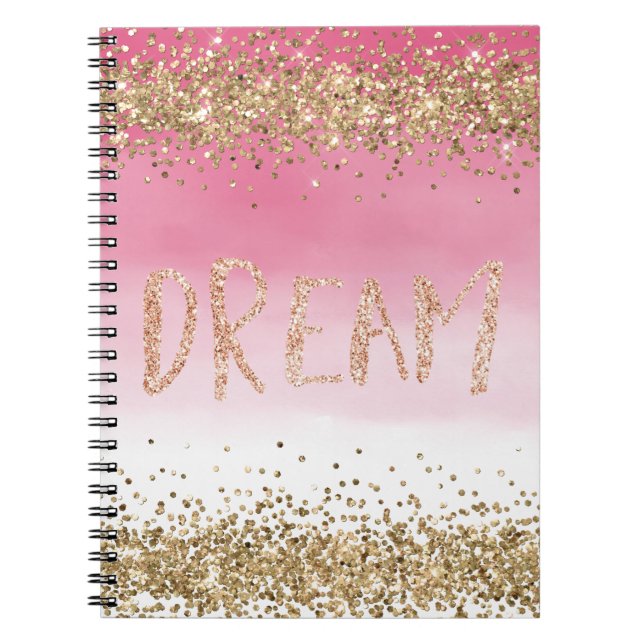 Gold Sparkle Pink Ombre Glitter Dream        Notebook (Front)