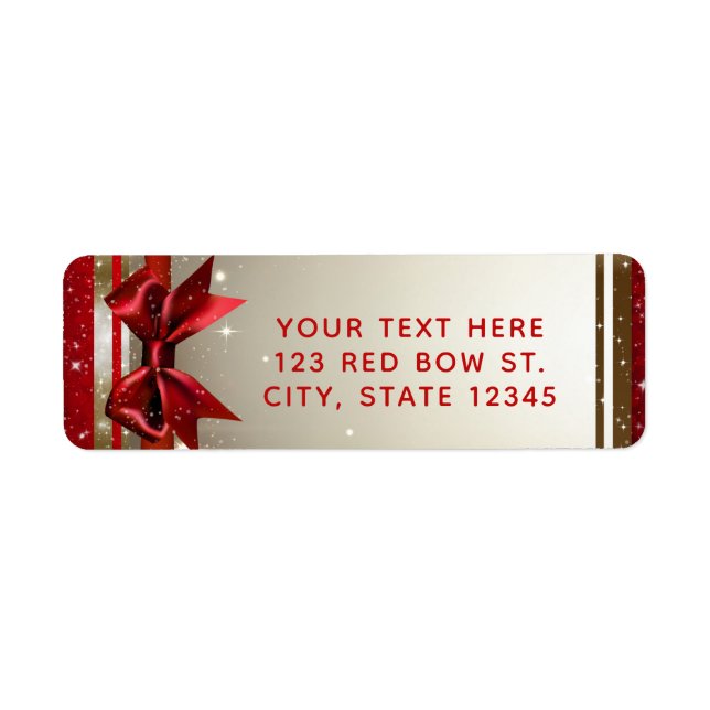 Gold Sparkle Red Bow Elegant Glam Holiday Party (Front)