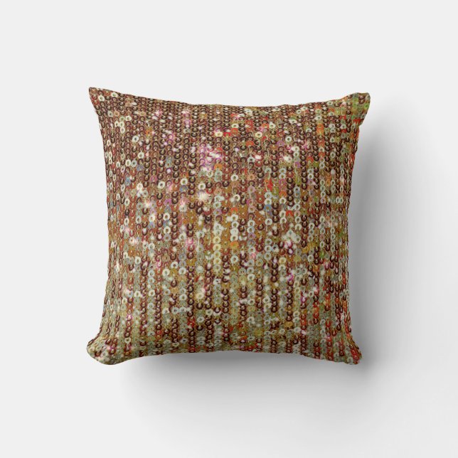 Gold sparkle sequin pattern  throw pillow (Front)