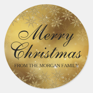 Gold Sparkle Snowflake Christmas Holiday Sticker