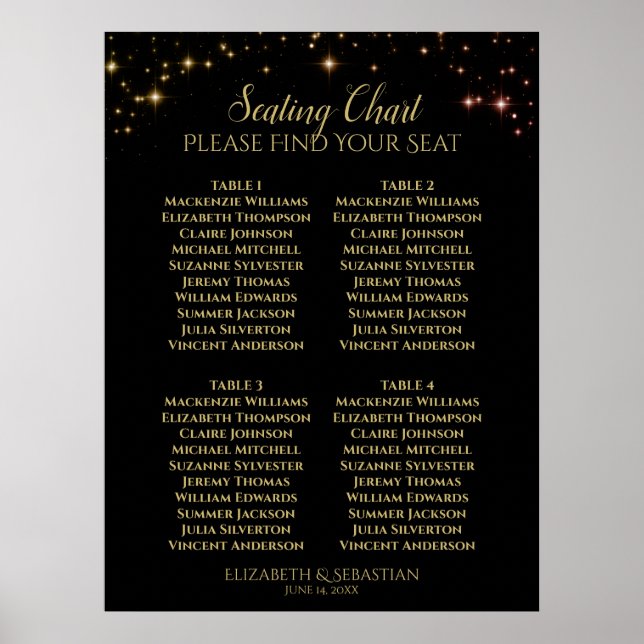 Gold Sparkle Stars 4 Tableau Mariage (Devant)