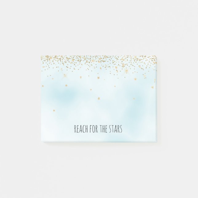 Gold Sparkle Stars Glitzy Glitter Post-it Notes (Front)