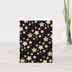 Gold sparkle Stars Merry Christmas Holiday black Card
