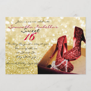 Gold Sparkle Sweet 16 Invitation