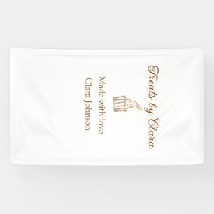 Gold sparkle treats bakery made with love add name banner