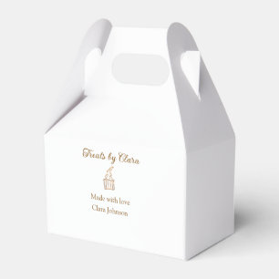 Gold sparkle treats bakery made with love add name favor box
