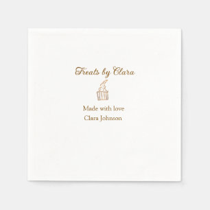 Gold sparkle treats bakery made with love add name napkin