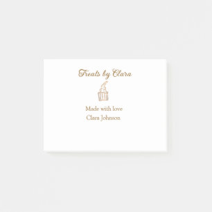 Gold sparkle treats bakery made with love add name post-it notes