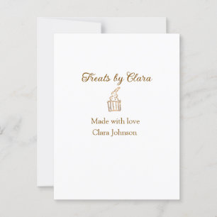 Gold sparkle treats bakery made with love add name postcard